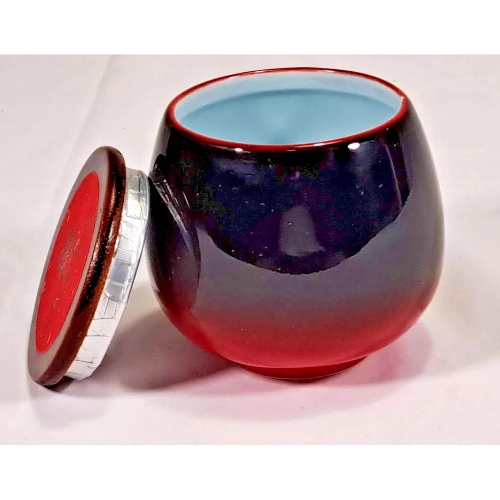 Chinese‎ Ceramic Ginger Jar Tea Caddy Black Red Gradient Glossy Glaze with Lid
